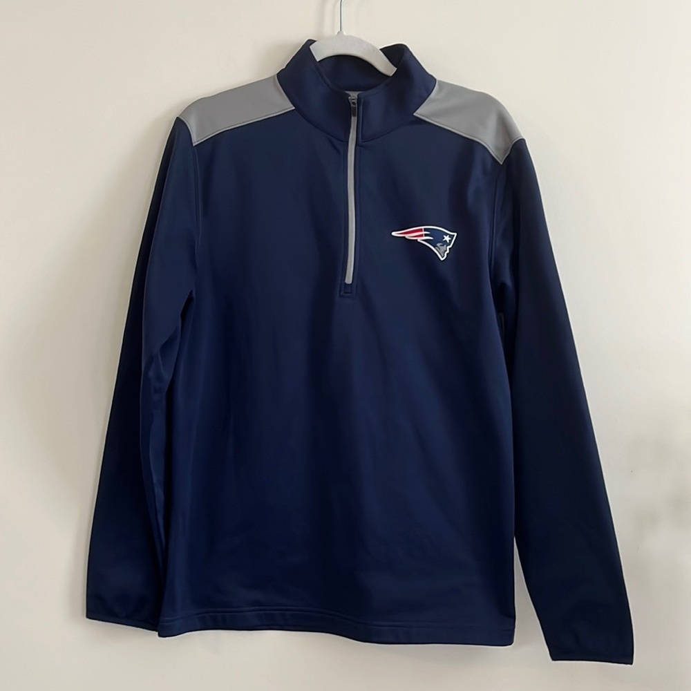 NFL NEW ENGLAND PATRIOTS 1/4 Zip Pullover Fleece Lined Size MENS M Pats